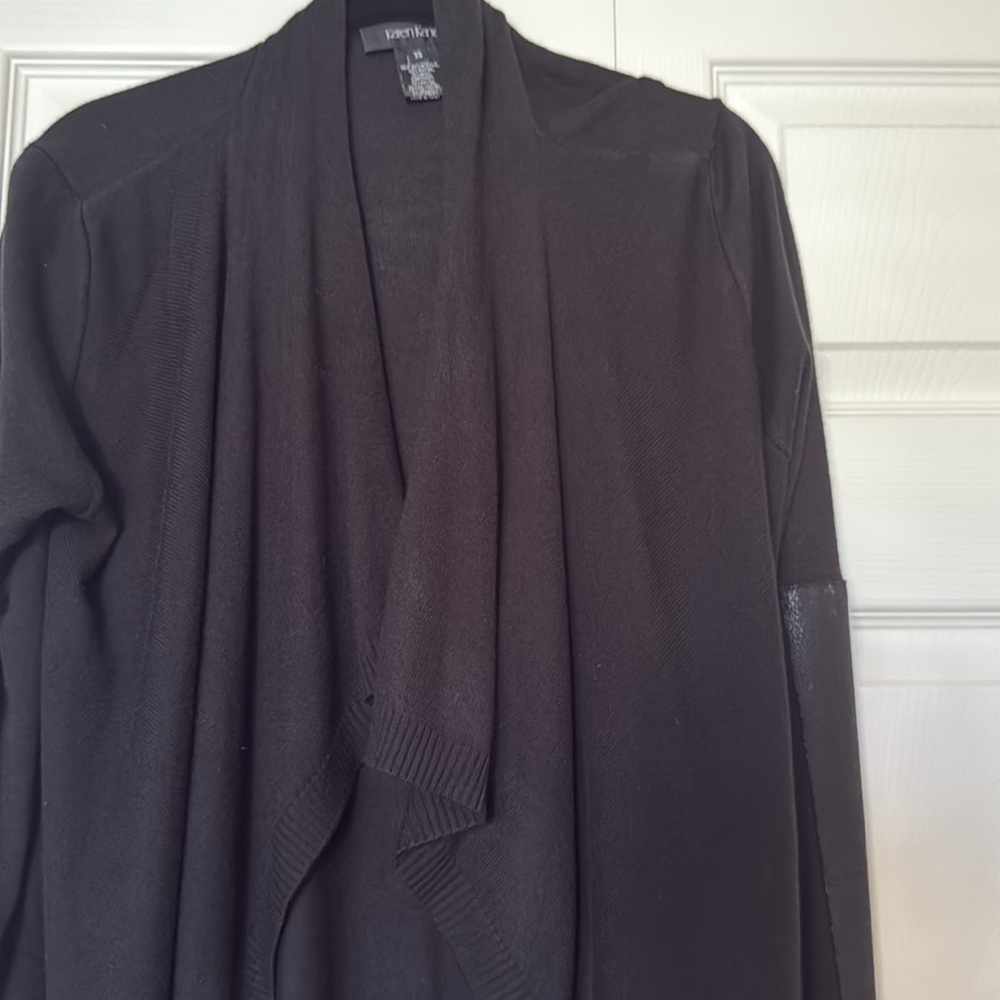 Karen Kane Black Cardigan Sweater with Waterfall Hem XS - Picture 2 of 8